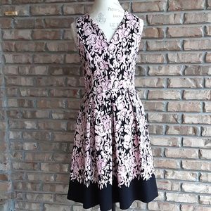Luxe by Carmen Marc Valvo sleeveless fit and flare floral print dress.